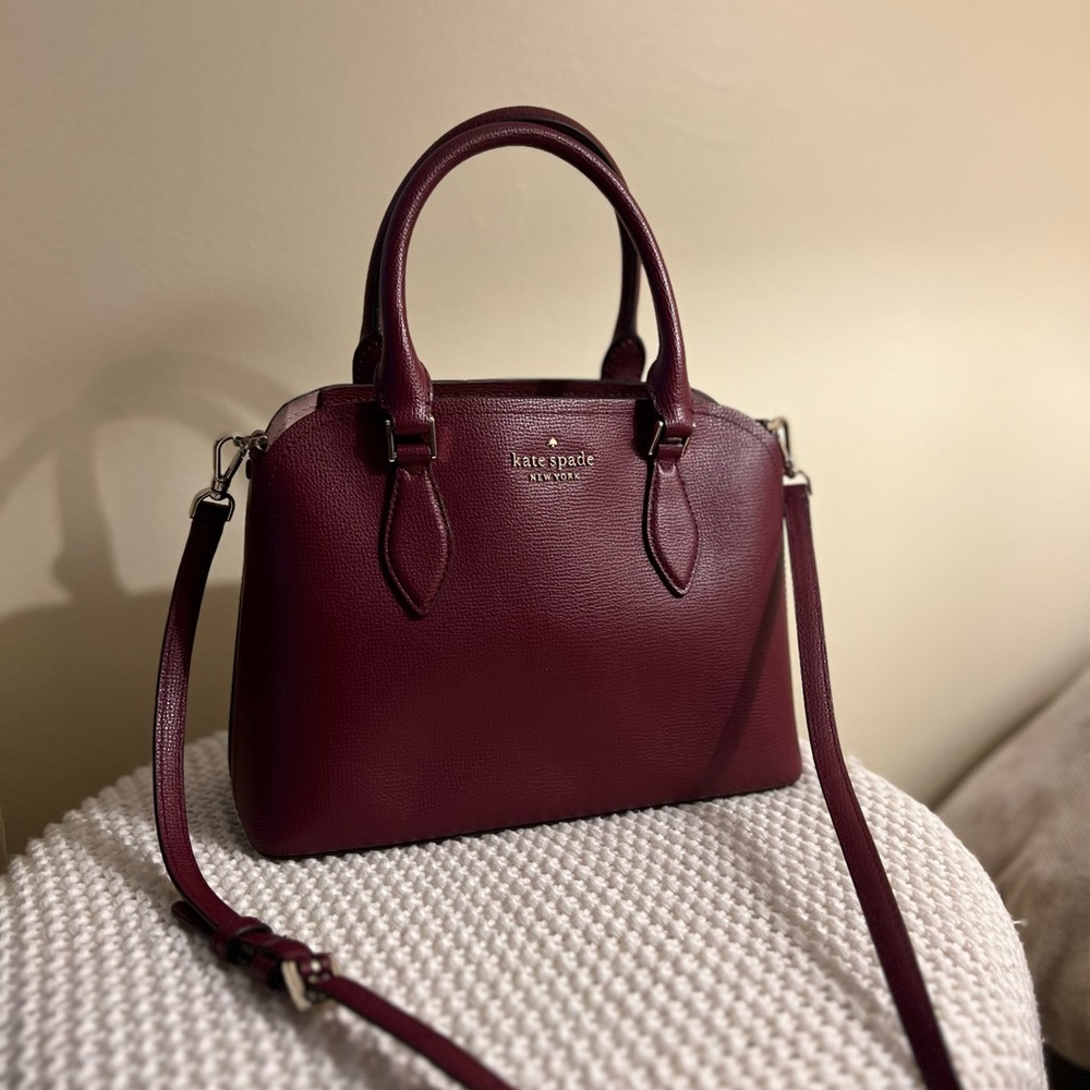 Kate Spade Red Satchel with Structured Shape and Detachable Strap